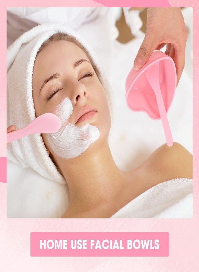 إريوكتري طقم مكون من قطعتين من أوعية خلط أقنعة الوجه على شكل قلب مع ملعقة، مصنوع من البلاستيك، طقم أدوات خلط للعناية بالبشرة، لون وردي، مناسب للاستخدام المنزلي أو في صالونات التجميل. - Image 4